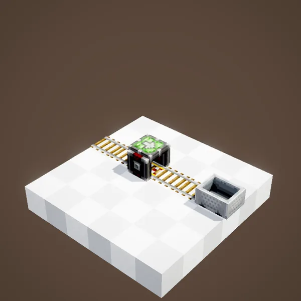 The minecart waits on the assembler