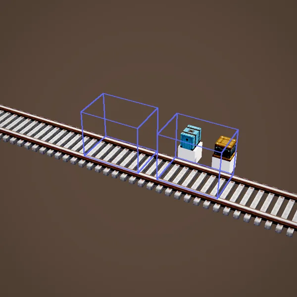 Railway track with the loading areas outlined