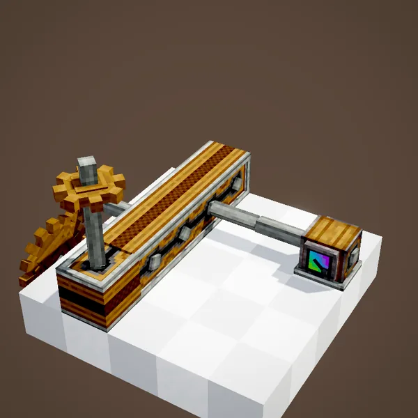 A turned block drives a vertical shaft