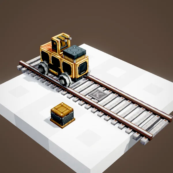 The train drives along the track