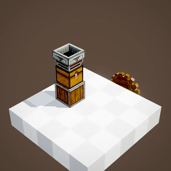 A funnel placed while sneaking on a chest, storing an item in it