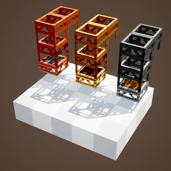 Andesite, brass and copper scaffolding