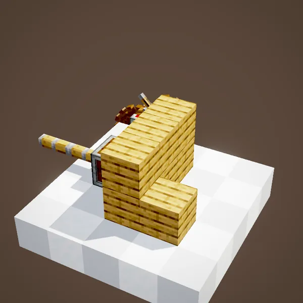 Structure of glued planks moved by the piston