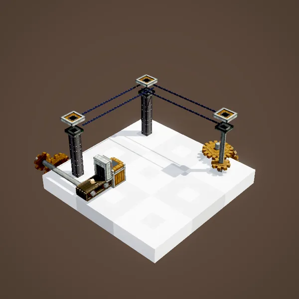 Frogport placed near a Packager, below the chain