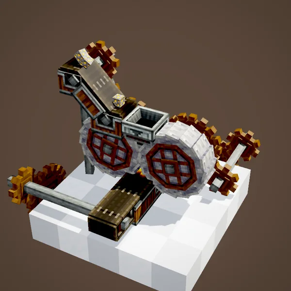 A sloped Mechanical Belt brings ores above the wheels, another belt collects the products underneath