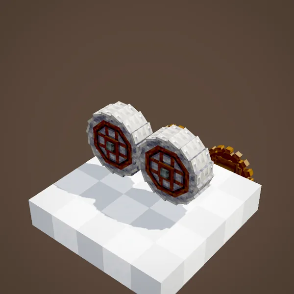 Two Crushing Wheels placed side by side with a one-block gap